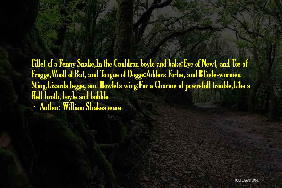William Shakespeare Quotes: Fillet Of A Fenny Snake,in The Cauldron Boyle And Bake:eye Of Newt, And Toe Of Frogge,wooll Of Bat, And Tongue