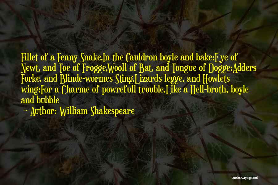 William Shakespeare Quotes: Fillet Of A Fenny Snake,in The Cauldron Boyle And Bake:eye Of Newt, And Toe Of Frogge,wooll Of Bat, And Tongue