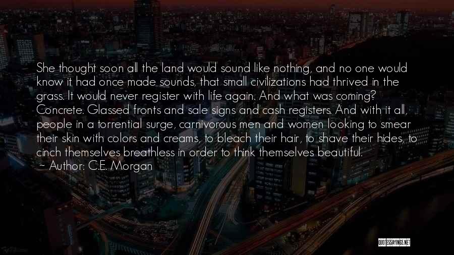 C.E. Morgan Quotes: She Thought Soon All The Land Would Sound Like Nothing, And No One Would Know It Had Once Made Sounds,