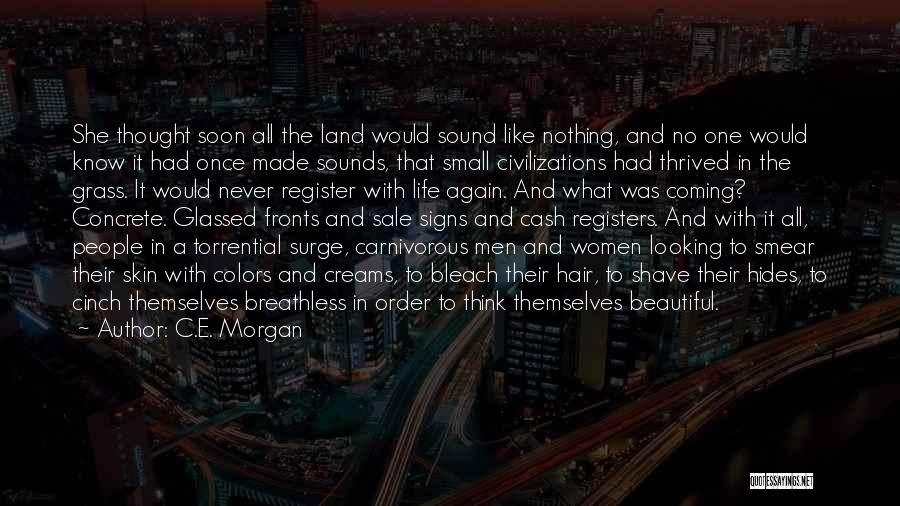 C.E. Morgan Quotes: She Thought Soon All The Land Would Sound Like Nothing, And No One Would Know It Had Once Made Sounds,