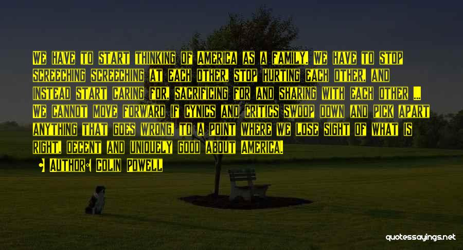 Colin Powell Quotes: We Have To Start Thinking Of America As A Family. We Have To Stop Screeching Screeching At Each Other, Stop