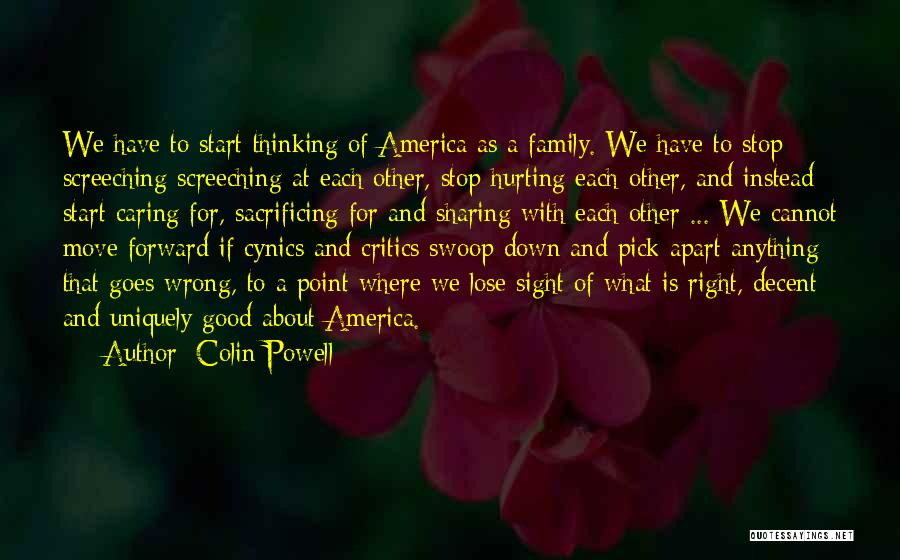 Colin Powell Quotes: We Have To Start Thinking Of America As A Family. We Have To Stop Screeching Screeching At Each Other, Stop