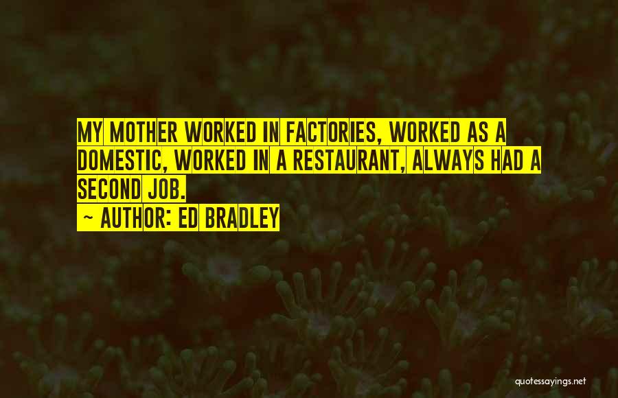 Ed Bradley Quotes: My Mother Worked In Factories, Worked As A Domestic, Worked In A Restaurant, Always Had A Second Job.