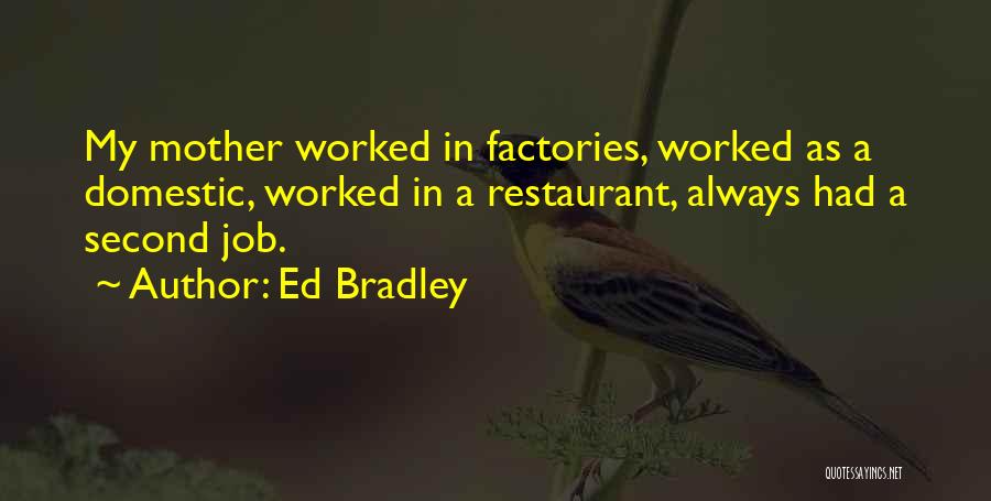 Ed Bradley Quotes: My Mother Worked In Factories, Worked As A Domestic, Worked In A Restaurant, Always Had A Second Job.