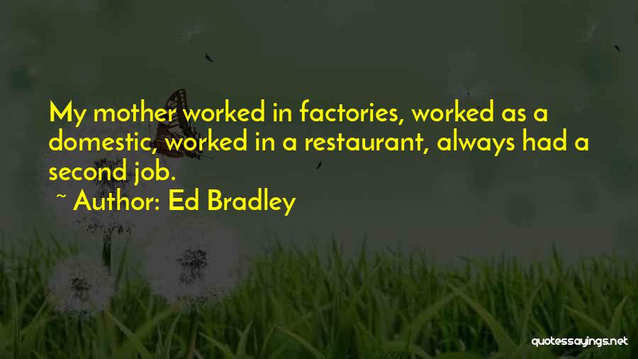 Ed Bradley Quotes: My Mother Worked In Factories, Worked As A Domestic, Worked In A Restaurant, Always Had A Second Job.