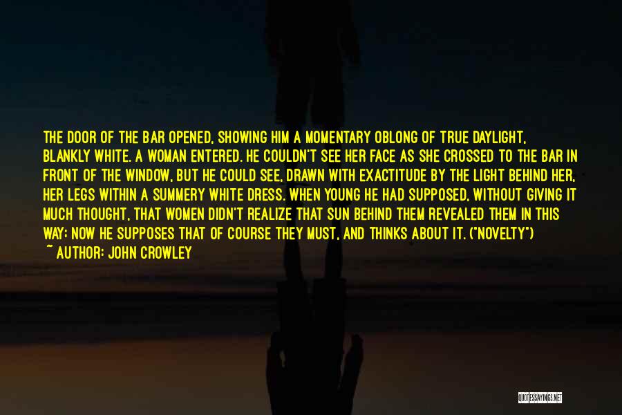 John Crowley Quotes: The Door Of The Bar Opened, Showing Him A Momentary Oblong Of True Daylight, Blankly White. A Woman Entered. He