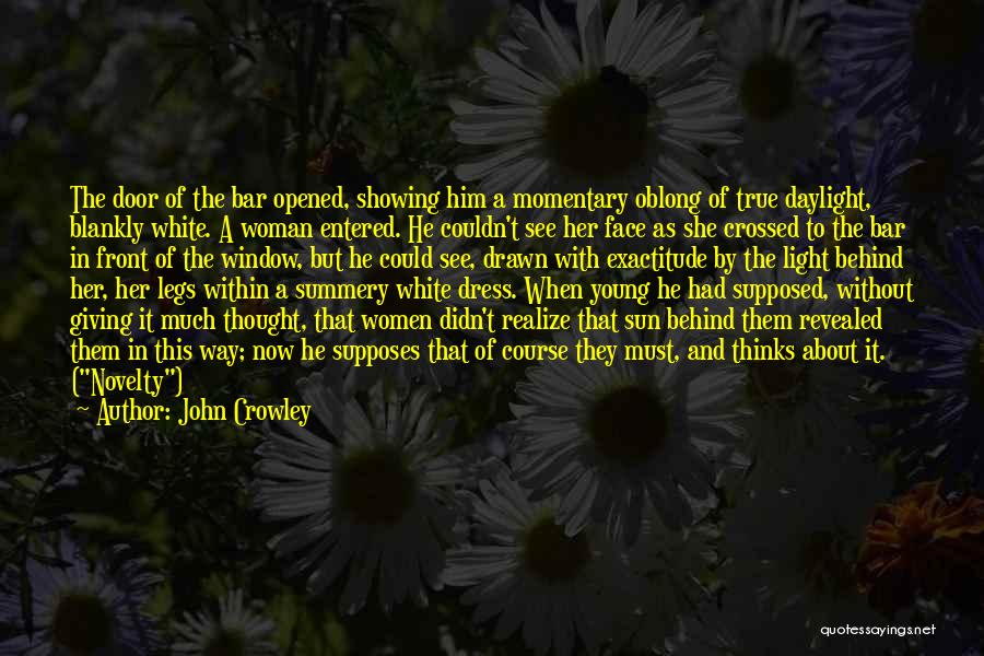 John Crowley Quotes: The Door Of The Bar Opened, Showing Him A Momentary Oblong Of True Daylight, Blankly White. A Woman Entered. He