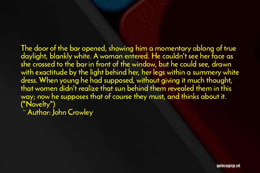 John Crowley Quotes: The Door Of The Bar Opened, Showing Him A Momentary Oblong Of True Daylight, Blankly White. A Woman Entered. He