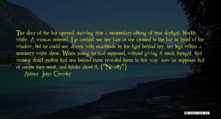 John Crowley Quotes: The Door Of The Bar Opened, Showing Him A Momentary Oblong Of True Daylight, Blankly White. A Woman Entered. He