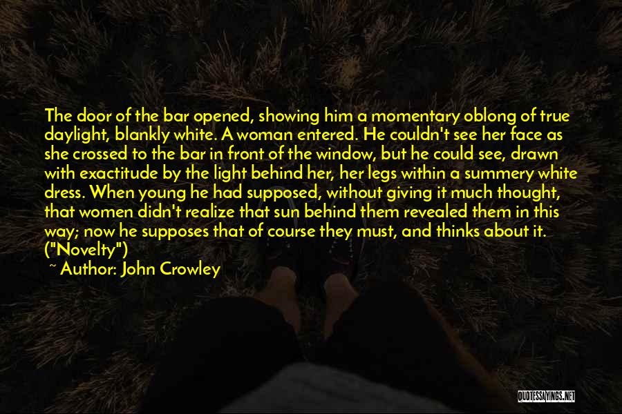 John Crowley Quotes: The Door Of The Bar Opened, Showing Him A Momentary Oblong Of True Daylight, Blankly White. A Woman Entered. He