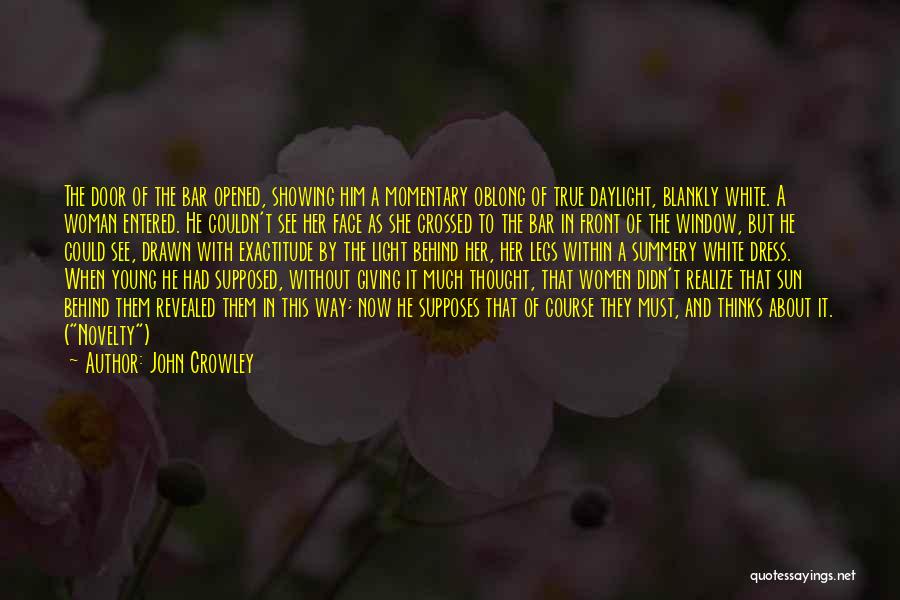 John Crowley Quotes: The Door Of The Bar Opened, Showing Him A Momentary Oblong Of True Daylight, Blankly White. A Woman Entered. He