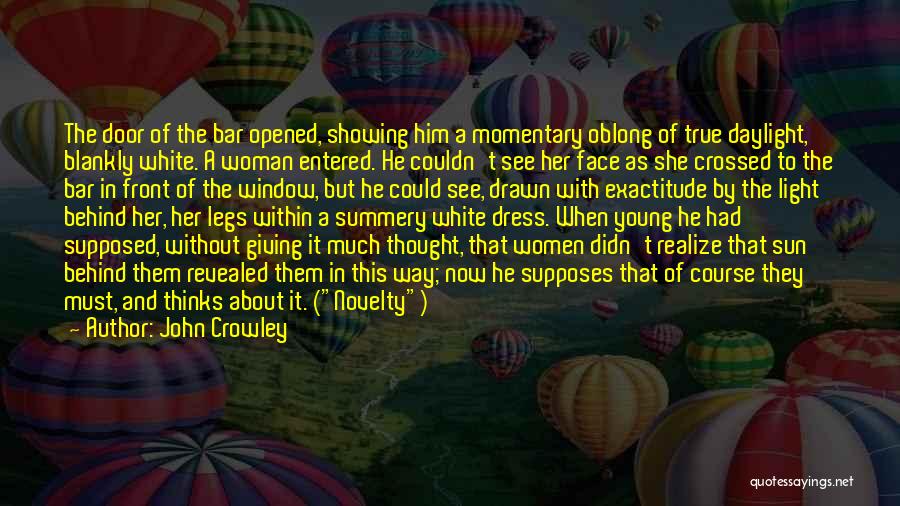 John Crowley Quotes: The Door Of The Bar Opened, Showing Him A Momentary Oblong Of True Daylight, Blankly White. A Woman Entered. He