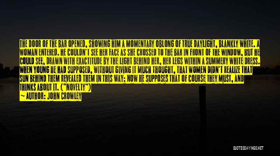 John Crowley Quotes: The Door Of The Bar Opened, Showing Him A Momentary Oblong Of True Daylight, Blankly White. A Woman Entered. He