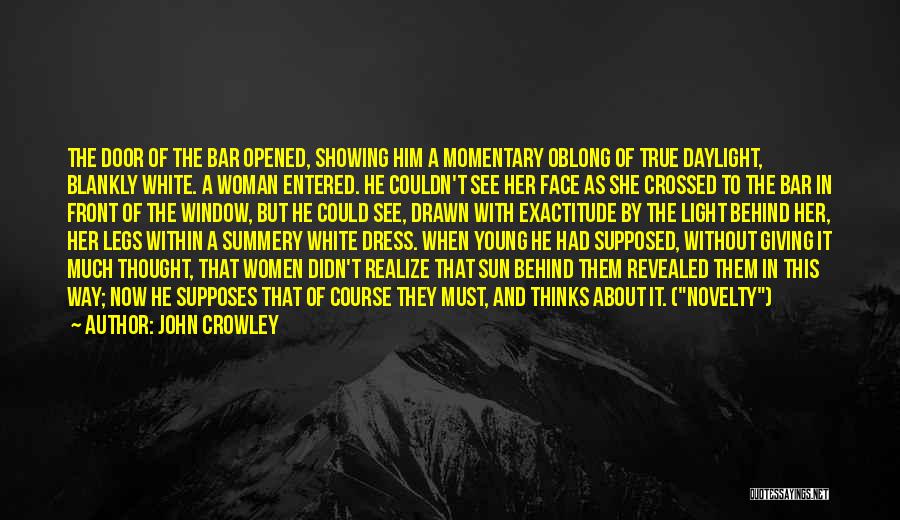 John Crowley Quotes: The Door Of The Bar Opened, Showing Him A Momentary Oblong Of True Daylight, Blankly White. A Woman Entered. He