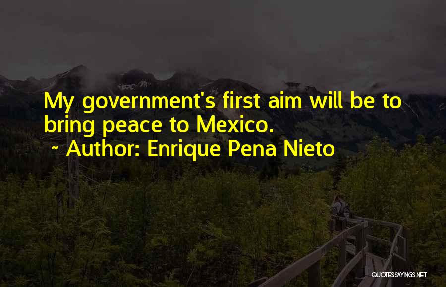 Enrique Pena Nieto Quotes: My Government's First Aim Will Be To Bring Peace To Mexico.