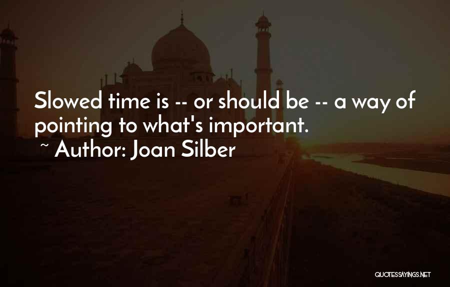 Joan Silber Quotes: Slowed Time Is -- Or Should Be -- A Way Of Pointing To What's Important.