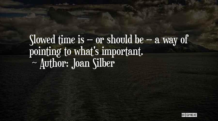 Joan Silber Quotes: Slowed Time Is -- Or Should Be -- A Way Of Pointing To What's Important.