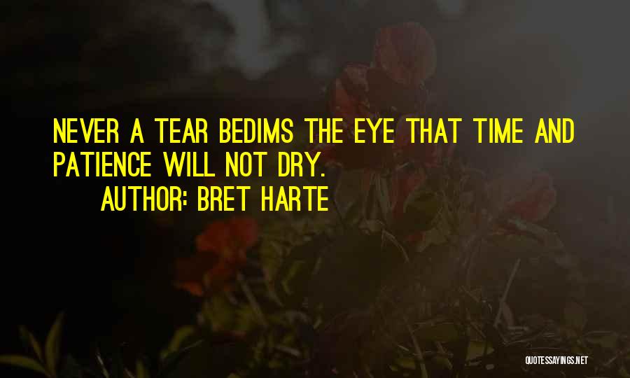 Bret Harte Quotes: Never A Tear Bedims The Eye That Time And Patience Will Not Dry.