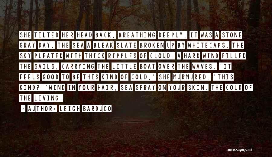 Leigh Bardugo Quotes: She Tilted Her Head Back, Breathing Deeply. It Was A Stone Gray Day, The Sea A Bleak Slate Broken Up