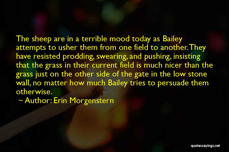 Erin Morgenstern Quotes: The Sheep Are In A Terrible Mood Today As Bailey Attempts To Usher Them From One Field To Another. They