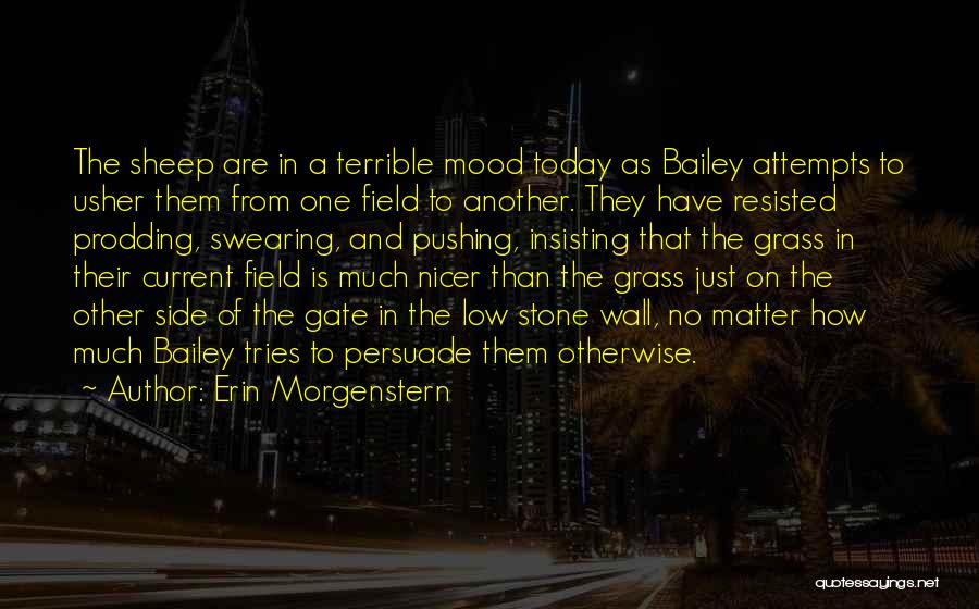 Erin Morgenstern Quotes: The Sheep Are In A Terrible Mood Today As Bailey Attempts To Usher Them From One Field To Another. They