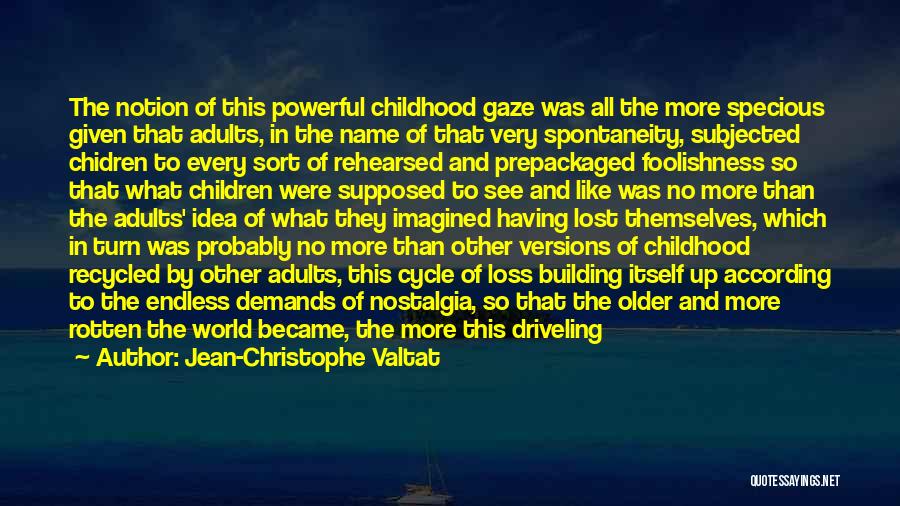 Jean-Christophe Valtat Quotes: The Notion Of This Powerful Childhood Gaze Was All The More Specious Given That Adults, In The Name Of That