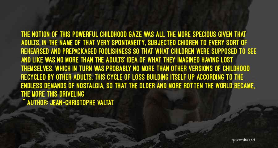 Jean-Christophe Valtat Quotes: The Notion Of This Powerful Childhood Gaze Was All The More Specious Given That Adults, In The Name Of That