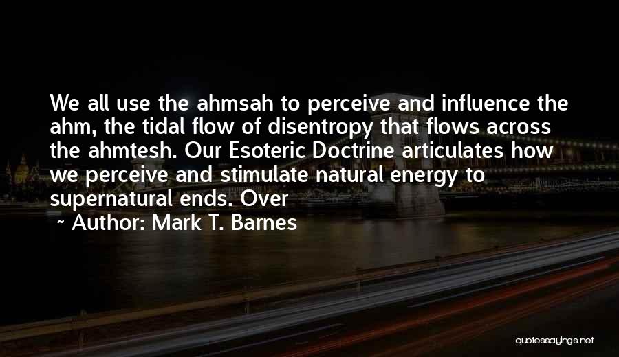 Mark T. Barnes Quotes: We All Use The Ahmsah To Perceive And Influence The Ahm, The Tidal Flow Of Disentropy That Flows Across The