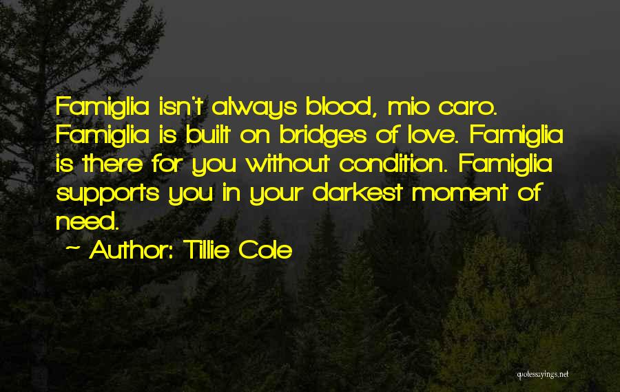 Tillie Cole Quotes: Famiglia Isn't Always Blood, Mio Caro. Famiglia Is Built On Bridges Of Love. Famiglia Is There For You Without Condition.