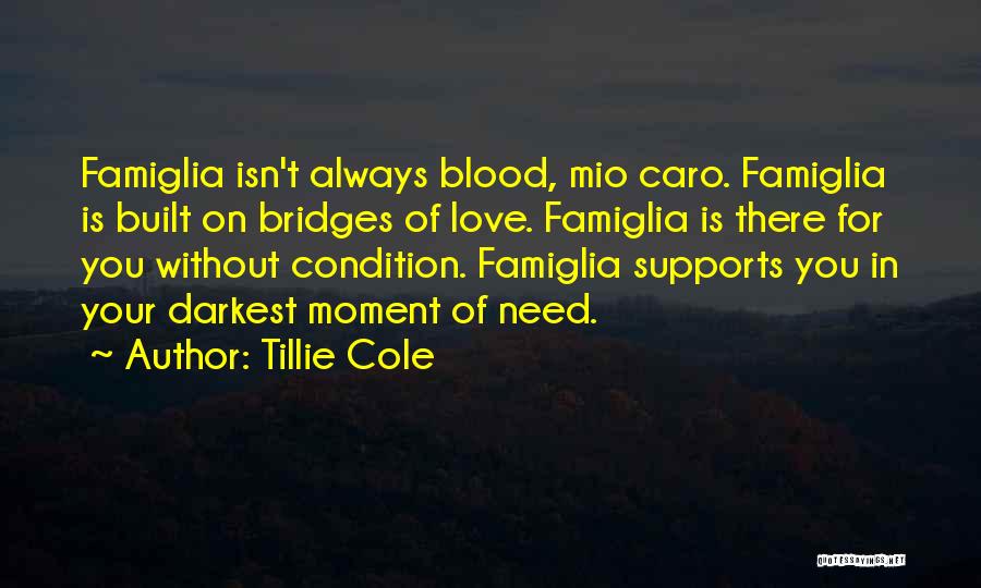 Tillie Cole Quotes: Famiglia Isn't Always Blood, Mio Caro. Famiglia Is Built On Bridges Of Love. Famiglia Is There For You Without Condition.