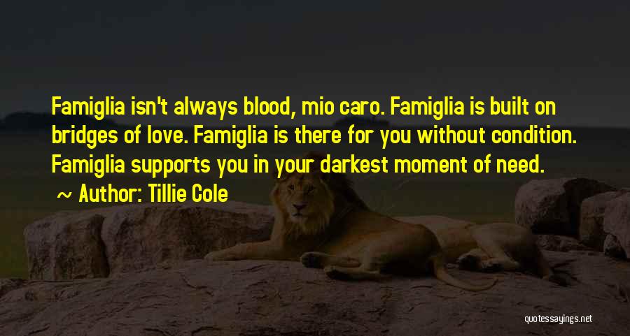 Tillie Cole Quotes: Famiglia Isn't Always Blood, Mio Caro. Famiglia Is Built On Bridges Of Love. Famiglia Is There For You Without Condition.