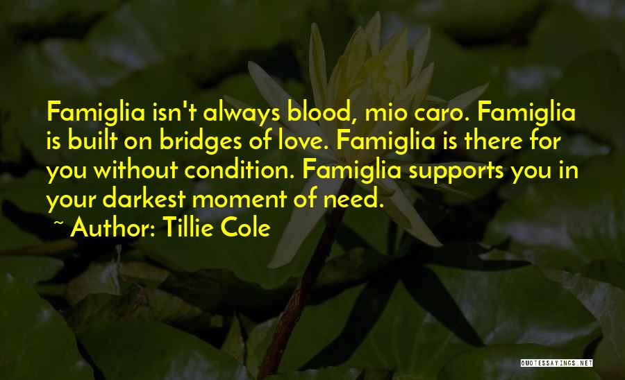 Tillie Cole Quotes: Famiglia Isn't Always Blood, Mio Caro. Famiglia Is Built On Bridges Of Love. Famiglia Is There For You Without Condition.