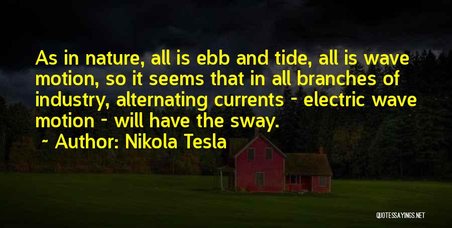 Nikola Tesla Quotes: As In Nature, All Is Ebb And Tide, All Is Wave Motion, So It Seems That In All Branches Of