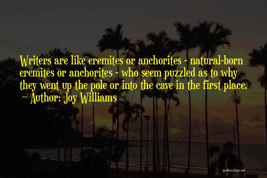 Joy Williams Quotes: Writers Are Like Eremites Or Anchorites - Natural-born Eremites Or Anchorites - Who Seem Puzzled As To Why They Went