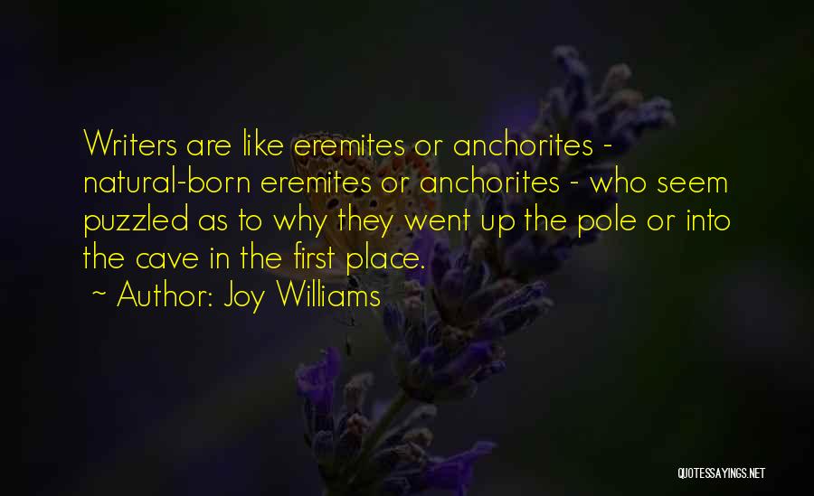 Joy Williams Quotes: Writers Are Like Eremites Or Anchorites - Natural-born Eremites Or Anchorites - Who Seem Puzzled As To Why They Went