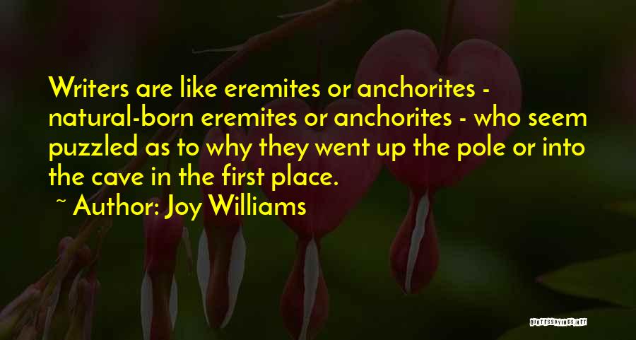 Joy Williams Quotes: Writers Are Like Eremites Or Anchorites - Natural-born Eremites Or Anchorites - Who Seem Puzzled As To Why They Went