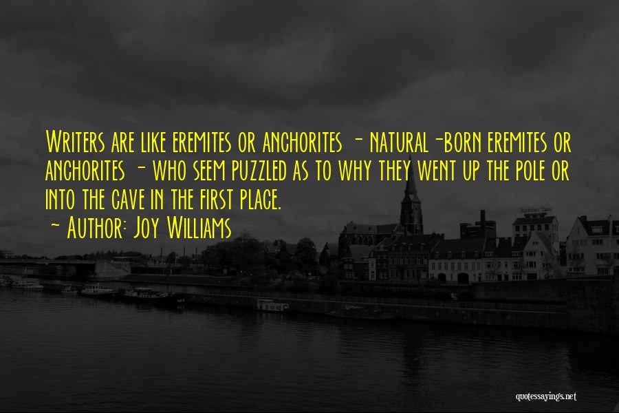 Joy Williams Quotes: Writers Are Like Eremites Or Anchorites - Natural-born Eremites Or Anchorites - Who Seem Puzzled As To Why They Went