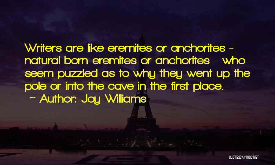 Joy Williams Quotes: Writers Are Like Eremites Or Anchorites - Natural-born Eremites Or Anchorites - Who Seem Puzzled As To Why They Went