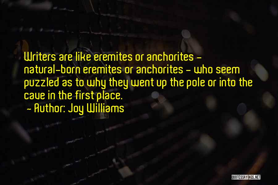 Joy Williams Quotes: Writers Are Like Eremites Or Anchorites - Natural-born Eremites Or Anchorites - Who Seem Puzzled As To Why They Went