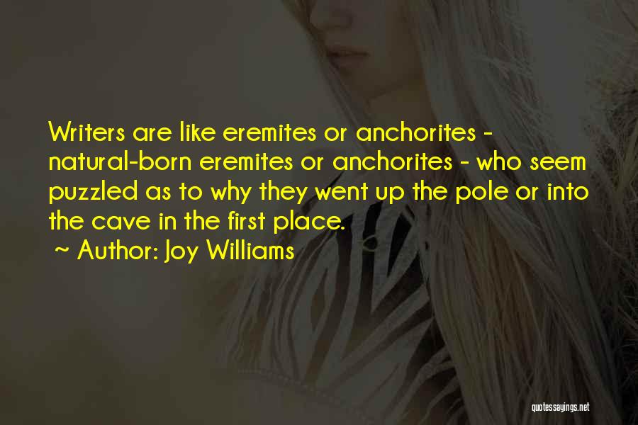 Joy Williams Quotes: Writers Are Like Eremites Or Anchorites - Natural-born Eremites Or Anchorites - Who Seem Puzzled As To Why They Went