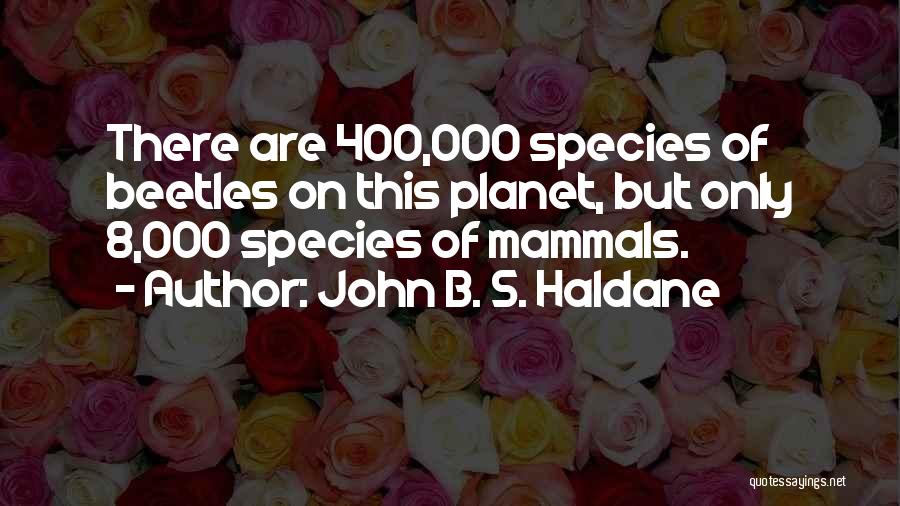 John B. S. Haldane Quotes: There Are 400,000 Species Of Beetles On This Planet, But Only 8,000 Species Of Mammals.