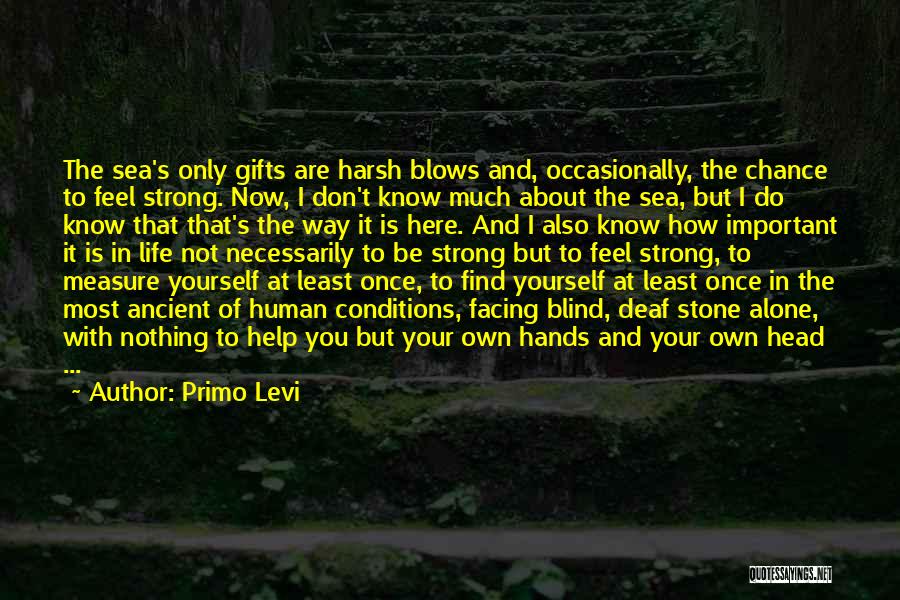 Primo Levi Quotes: The Sea's Only Gifts Are Harsh Blows And, Occasionally, The Chance To Feel Strong. Now, I Don't Know Much About
