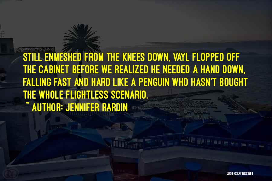 Jennifer Rardin Quotes: Still Enmeshed From The Knees Down, Vayl Flopped Off The Cabinet Before We Realized He Needed A Hand Down, Falling
