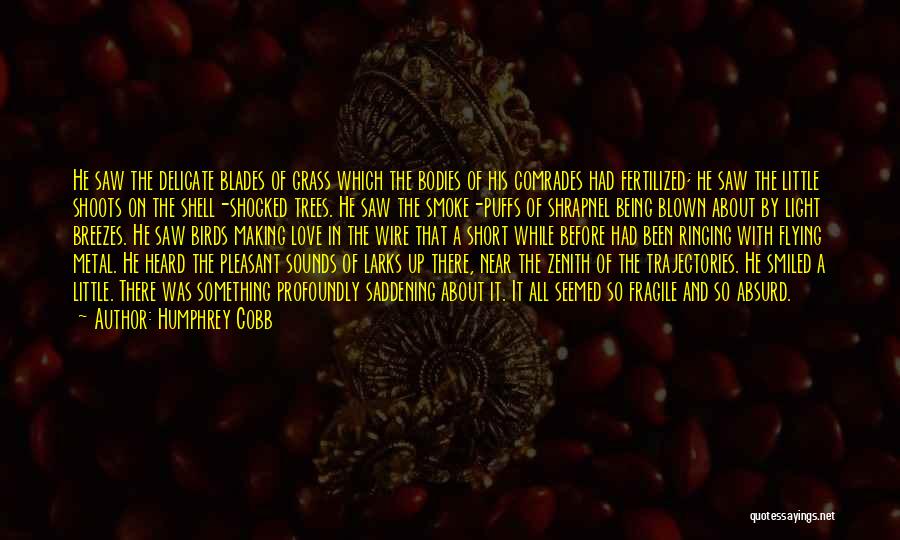 Humphrey Cobb Quotes: He Saw The Delicate Blades Of Grass Which The Bodies Of His Comrades Had Fertilized; He Saw The Little Shoots