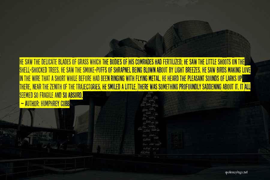Humphrey Cobb Quotes: He Saw The Delicate Blades Of Grass Which The Bodies Of His Comrades Had Fertilized; He Saw The Little Shoots