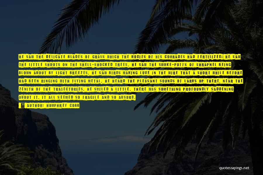 Humphrey Cobb Quotes: He Saw The Delicate Blades Of Grass Which The Bodies Of His Comrades Had Fertilized; He Saw The Little Shoots