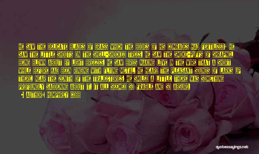 Humphrey Cobb Quotes: He Saw The Delicate Blades Of Grass Which The Bodies Of His Comrades Had Fertilized; He Saw The Little Shoots