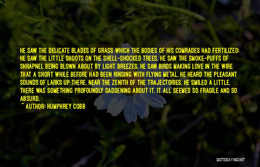 Humphrey Cobb Quotes: He Saw The Delicate Blades Of Grass Which The Bodies Of His Comrades Had Fertilized; He Saw The Little Shoots