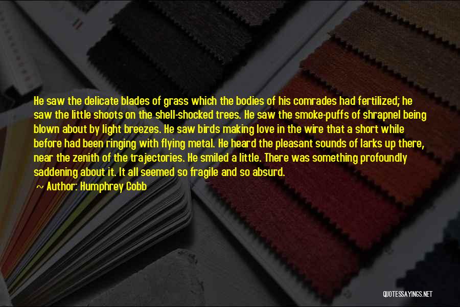 Humphrey Cobb Quotes: He Saw The Delicate Blades Of Grass Which The Bodies Of His Comrades Had Fertilized; He Saw The Little Shoots