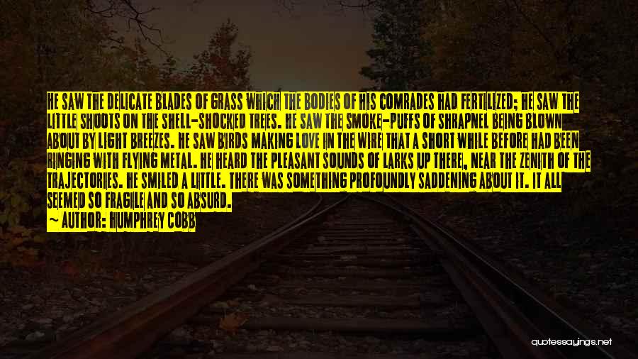 Humphrey Cobb Quotes: He Saw The Delicate Blades Of Grass Which The Bodies Of His Comrades Had Fertilized; He Saw The Little Shoots